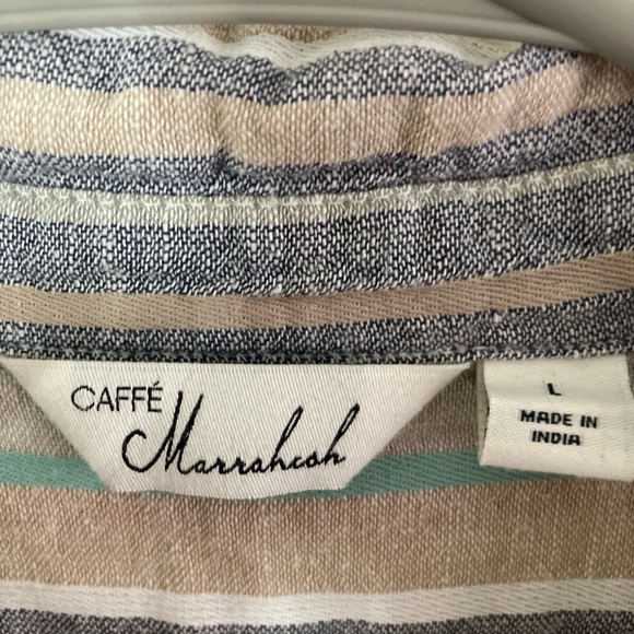 Linen Cotton Striped Tank Blouse Sleeveless Retro - Picture 3 of 5